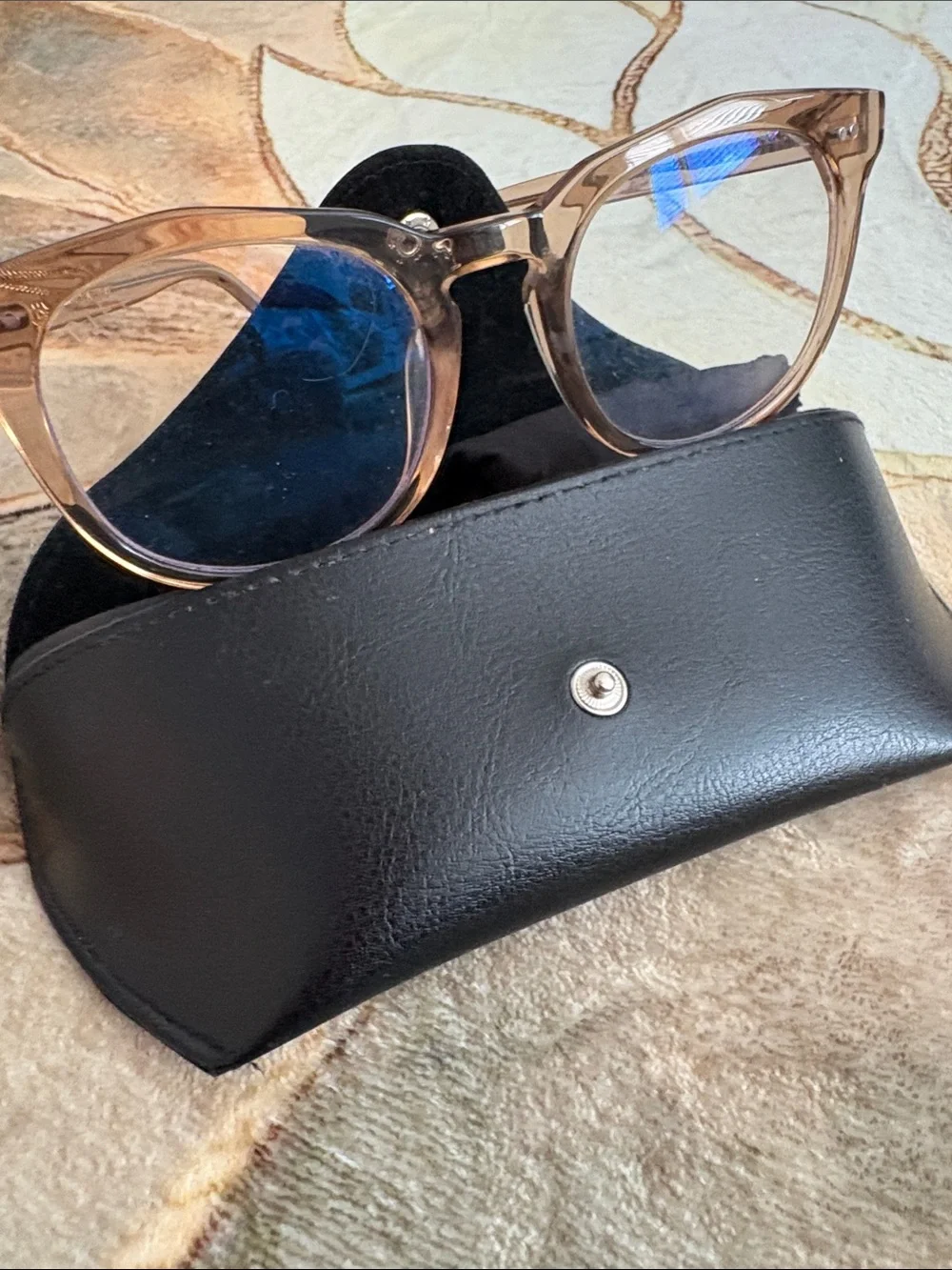 Diff Eyewear Transparent Brown Frames with Gold Temple Logo